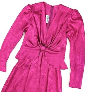 Barbie Pink Vintage 80s dress Miss Elliette California silky dress floral